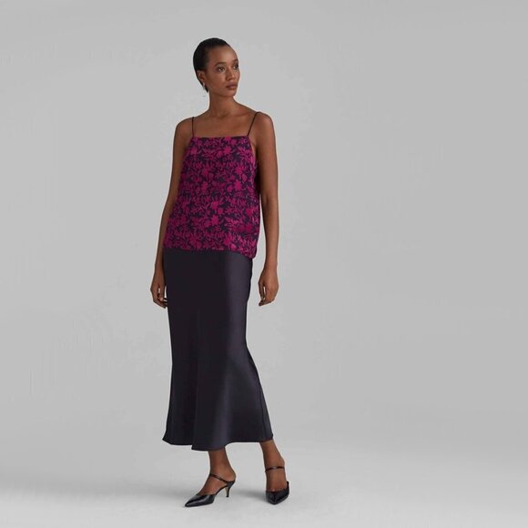 NWT Club Monaco black & purple floral burnout camisole tank top - Picture 3 of 9